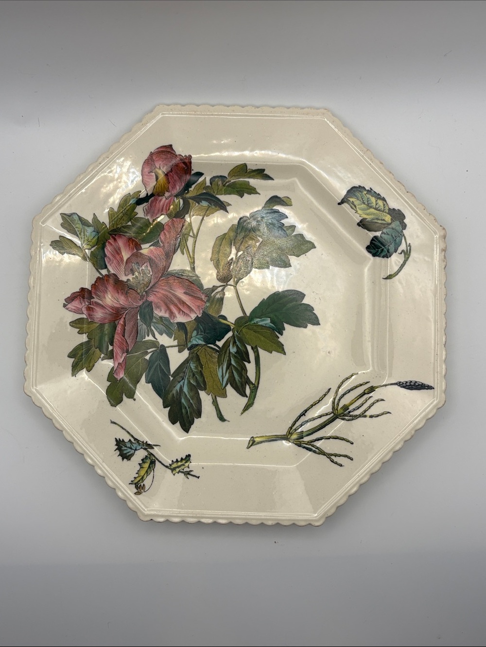 RARE 1883 Copeland Spode
Octagonal Hand Painted Peony 8.25"
Plate